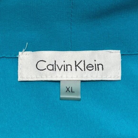 Calvin Klein Career Blouse Women's XL Marine Green Sleeveless Tie-Front Top EUC - Picture 6 of 7